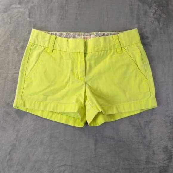 J.Crew Neon Yellow Size 00 Chino Broken-In shorts for women 100% Cotton Y2K Girl - Picture 1 of 9